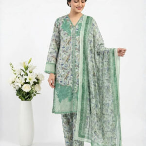3 PIECE - PRINT EMBROIDERED LAWN SUIT