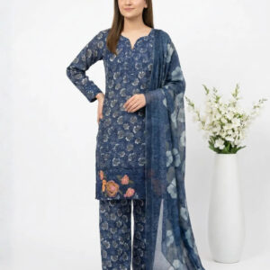 3 PIECE - PRINT EMBROIDERED LAWN SUIT